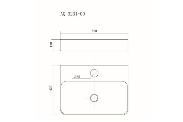 Раковина Акватек накладная белая AQ3231-00 цвет белый, на столешницу