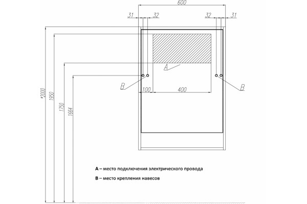 Зеркало-шкаф Акватон Капри 60 с подсветкой, прямоугольное, правое