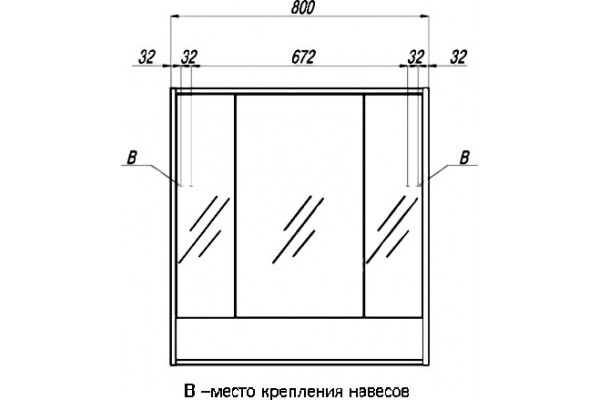 Зеркало-шкаф Акватон Рико 80 белый, ясень фабрик, прямоугольное