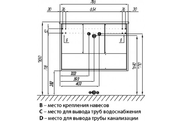 Мебель для ванной Акватон Ривьера 80 подвесная, фурнитура черная