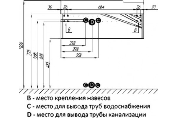 Тумба с раковиной Акватон Сакура 80 L, ольха наварра, белая, подвесная, с ящиками