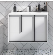 Тумба с раковиной Акватон Ривьера 80, подвесная, фурнитура черная