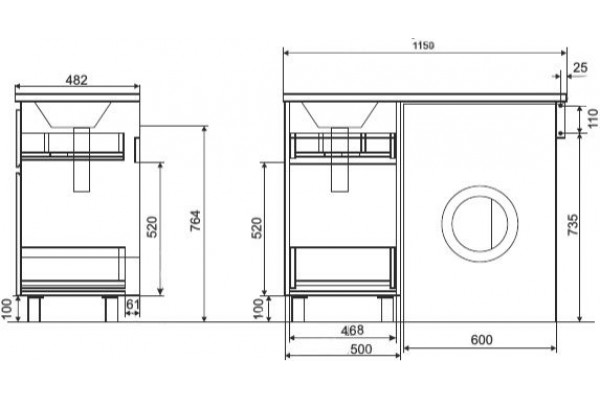 Мебель для ванной Эстет Dallas Luxe 115 напольная, 2 ящика, L, левая