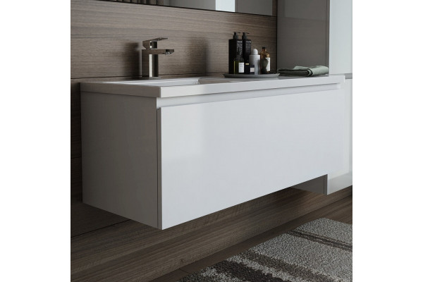 Тумба для комплекта Эстет Dallas Luxe 130 подвесная, 1 ящик, L, глянцевая, с доводчиками