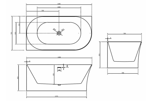 Акриловая ванна ABBER AB9258-1.5 L белая