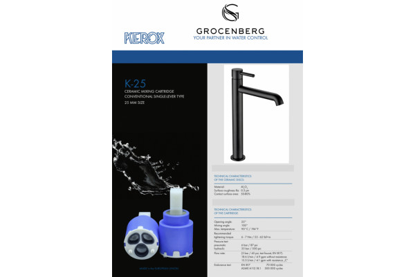 Смеситель для раковины Высокий Grocenberg GB3029BL Чёрный матовый 45617