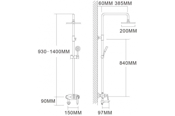 Душевая система Grocenberg GB7001 Черный хром 45695