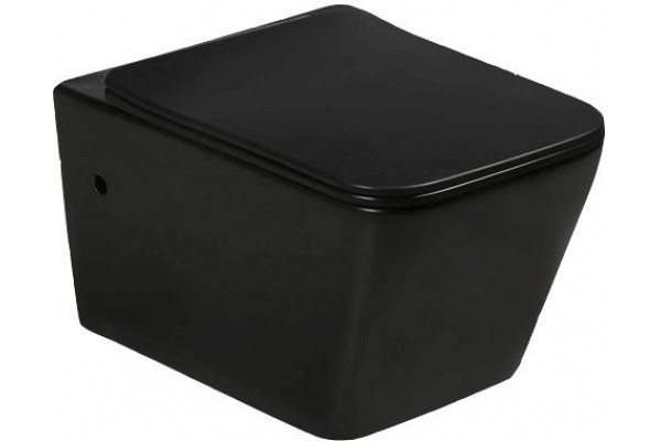 Унитаз подвесной SantiLine SL-5004MB безободковый, матовый, с микролифтом, черный, прямоугольный, 35.6x52 см