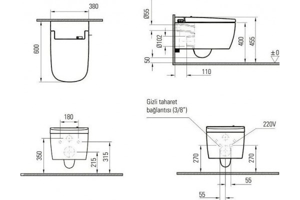 Унитаз подвесной VitrA V-Care 5674B003-6193 Basic белый, овальный, 38x80 см