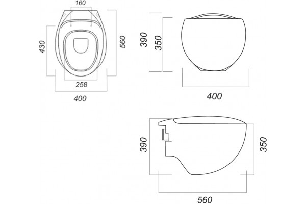 Унитаз подвесной Sanita luxe Ringo RNGSLWH0104 белый, овальный, 40x56 см