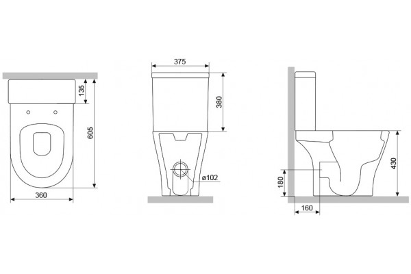 Унитаз-компакт Damixa Sirius DX86C8600SC безободковый, с микролифтом, 37.5x60.5 см