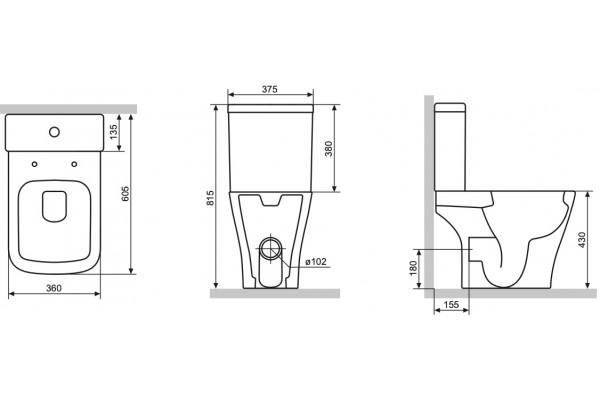 Унитаз-компакт Damixa Titan DX78C8600SC безободковый, с микролифтом, 37.5x60.5 см