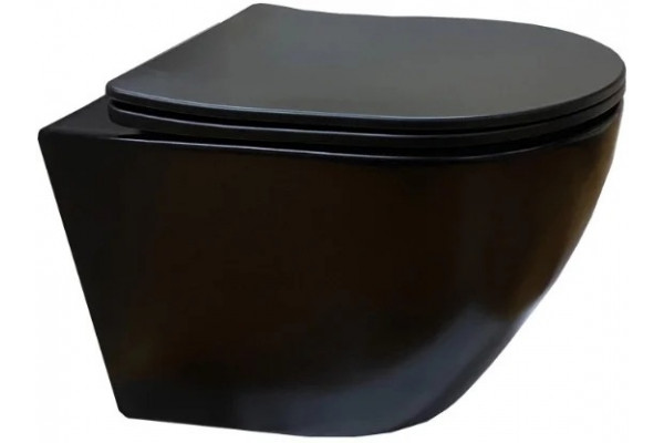 Унитаз подвесной Cerutti Spa Sella Aria CT9160 безободковый, с микролифтом, черный, 36x49.5 см