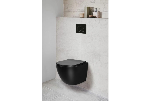 Унитаз подвесной Cerutti Spa Sella Aria CT9160 безободковый, с микролифтом, черный, 36x49.5 см