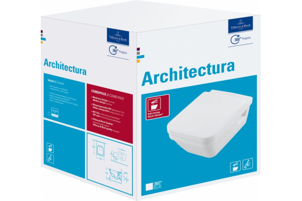 Унитаз подвесной Villeroy & Boch Architectura 5685HR01 белый, прямоугольный, 37x53 см