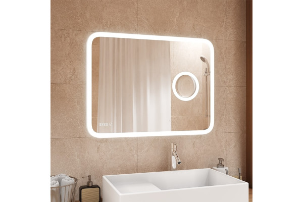 Зеркало Континент Bliss LED 100х70 с часами в современном стиле