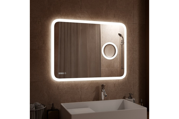 Зеркало Континент Bliss LED 100х70 с часами в современном стиле