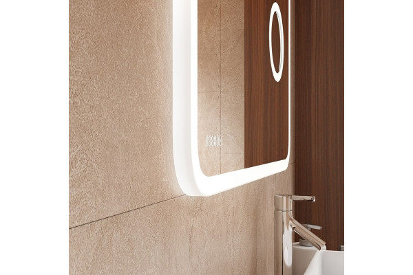 Зеркало Континент Bliss LED 100х70 с часами в современном стиле