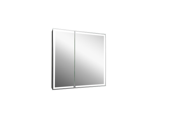 Зеркало-шкаф Континент Mirror Box black LED 80х80 с подсветкой, с полками,  в современном стиле