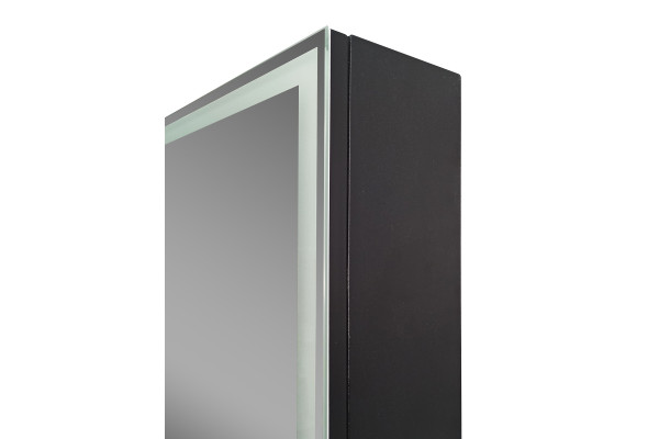 Зеркало-шкаф Континент Mirror Box black LED 80х80 с подсветкой, с полками,  в современном стиле
