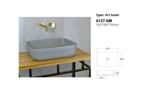 6127-GM Накладная раковина SCANDI 500х390х130 матовый серый Bronze de Luxe