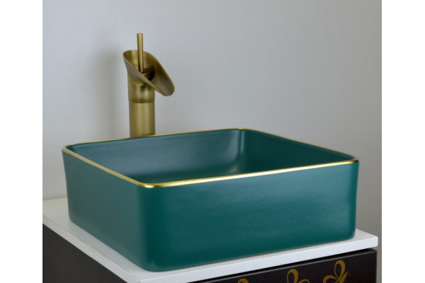 1063 Накладная раковина Golden Meadow, 400х400х115мм, цвет зеленый Bronze de Luxe
