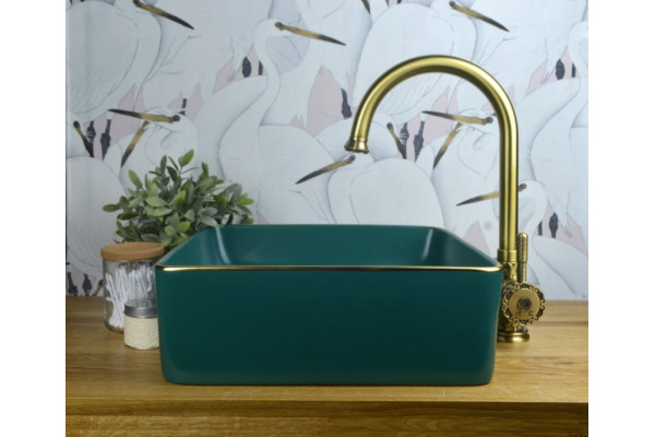 1063 Накладная раковина Golden Meadow, 400х400х115мм, цвет зеленый Bronze de Luxe