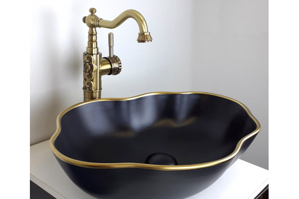 1395 Раковина-чаша Black Orchid, 500х380х130 мм, цвет черный Bronze de Luxe