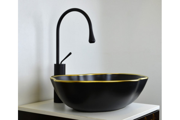 1395 Раковина-чаша Black Orchid, 500х380х130 мм, цвет черный Bronze de Luxe
