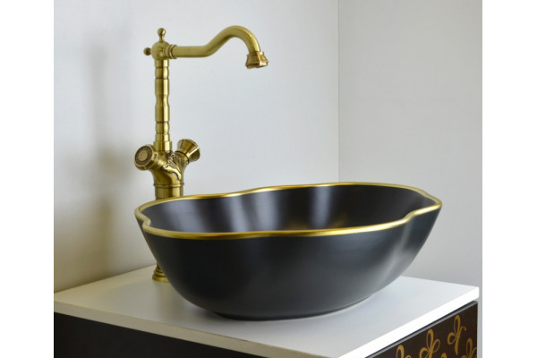 1395 Раковина-чаша Black Orchid, 500х380х130 мм, цвет черный Bronze de Luxe