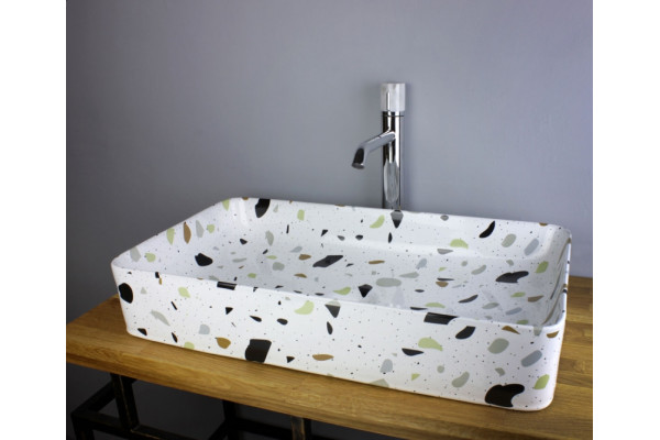 1061TR Раковина накладная Terrazzo 605х350х110 Bronze de Luxe