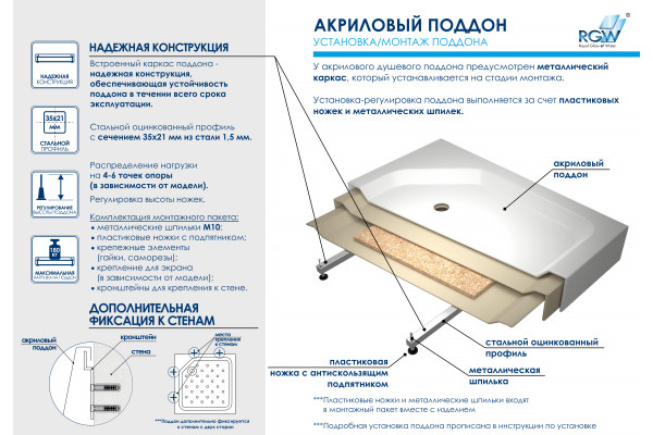 Душевой поддон квадратный RGW STYLE (900x900)