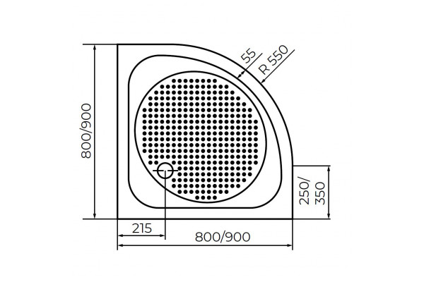 Душевой поддон полукруглый RGW LUX/TN-P (900x900)