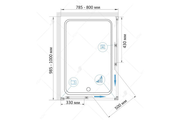 Душевой уголок RGW CL-44B (Прозрачное, 800x1000)