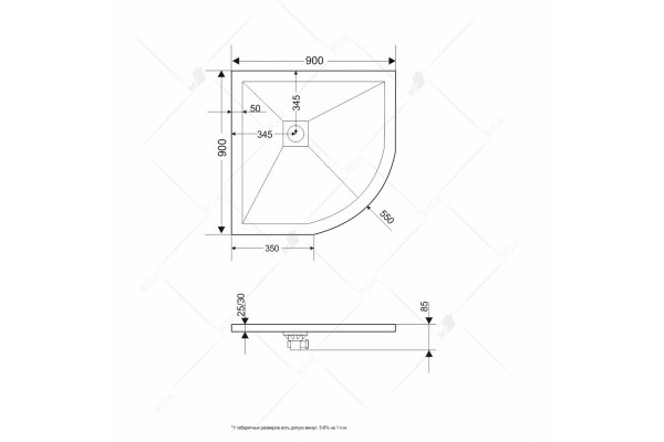 Душевой поддон полукруглый RGW ST/R-Tr Терракот 900x900