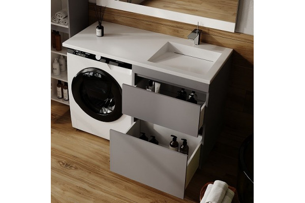 Тумба с раковиной Style Line Даллас ЛЕОН 120 R Люкс PLUS серый, 2 ящика