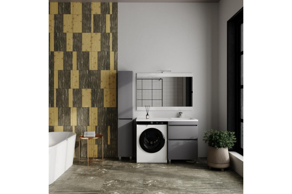 Тумба с раковиной Style Line Даллас ЛЕОН 120 R Люкс PLUS серый, 2 ящика
