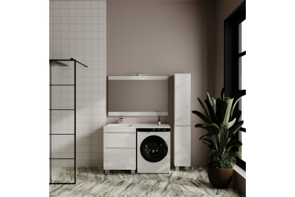 Тумба с раковиной Style Line Даллас ЛЕОН 120 L Люкс PLUS белая, 2 ящика