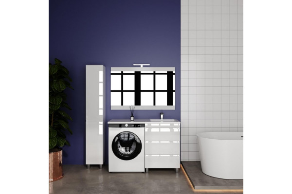 Тумба с раковиной Style Line Даллас ЛЕОН 120 R Люкс PLUS белая, 3 ящика