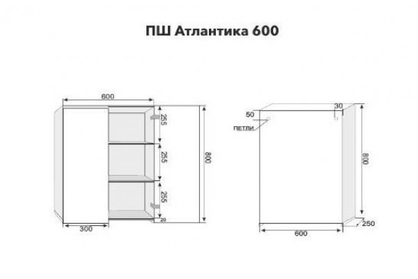 Подвесной шкаф Style Line Атлантика 60 белый антискрейч