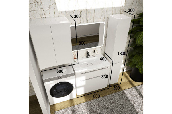 Тумба с раковиной Style Line Марелла 80 Люкс Plus белый матовый антискрейтч