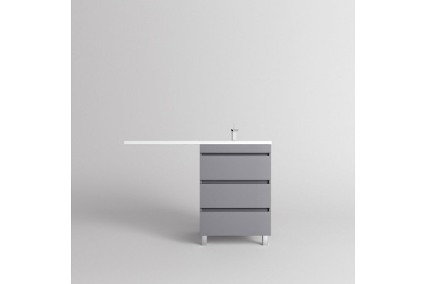 Тумба с раковиной Style Line Даллас ЛЕОН 120 R Люкс PLUS серая, 3 ящика