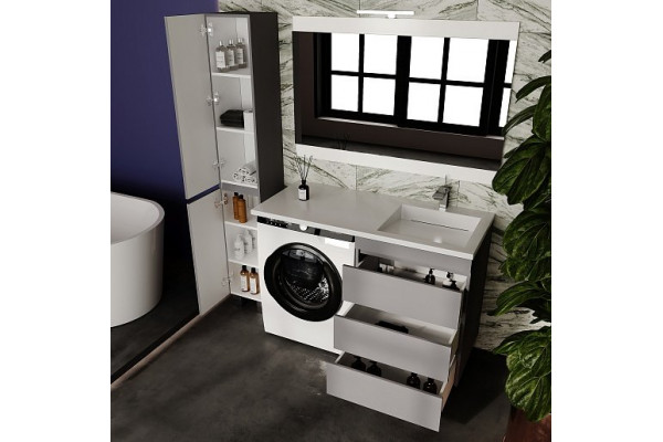 Тумба с раковиной Style Line Даллас ЛЕОН 120 R Люкс PLUS серая, 3 ящика