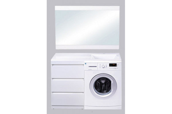 Тумба с раковиной Style Line Даллас 110 L (3 ящ.) Люкс Plus белая