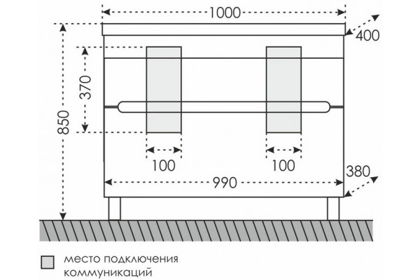 Тумба для комплекта СанТа Лондон 100/2 напольная с ящиками,  в современном стиле