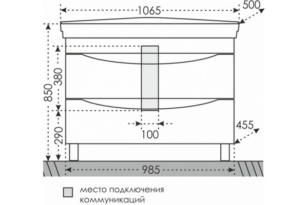 Тумба для комплекта СанТа Сатурн 105 напольная с ящиками,  в современном стиле