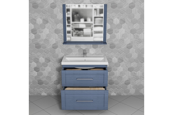 Тумба с раковиной СанТа Венера 80 напольная, дуб адриатика, с ящиками, с доводчиками