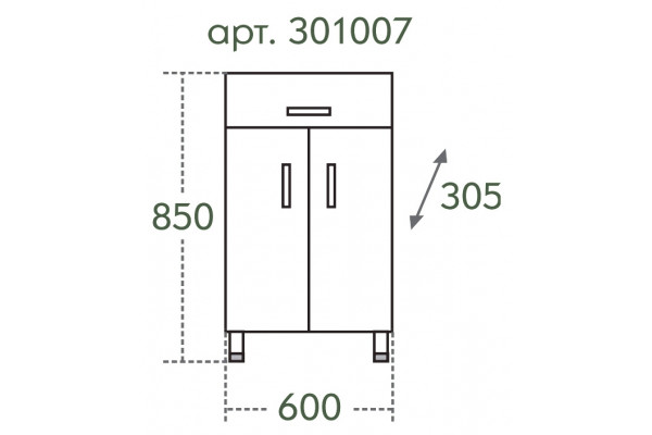 Тумба СанТа TH 60 2 двери, 1 ящик, матовая, напольная, с доводчиками