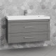 Тумба для комплекта СанТа Венера 100 подвесная, дуб серый, с ящиками, ручки хром