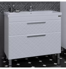 Тумба с раковиной СанТа Калипсо NEW 100 напольная 2 ящика, ручки хром,  в современном стиле